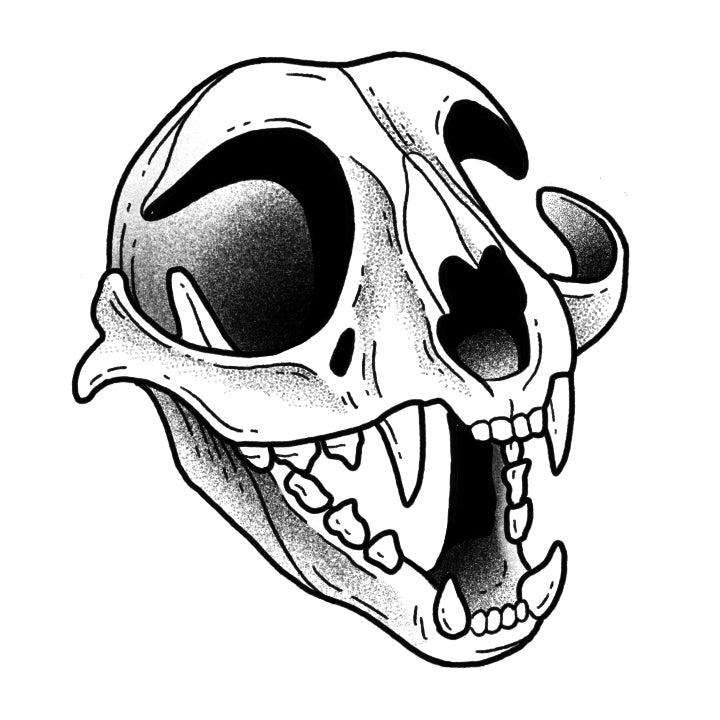 Cat Skull - Black and Grey
