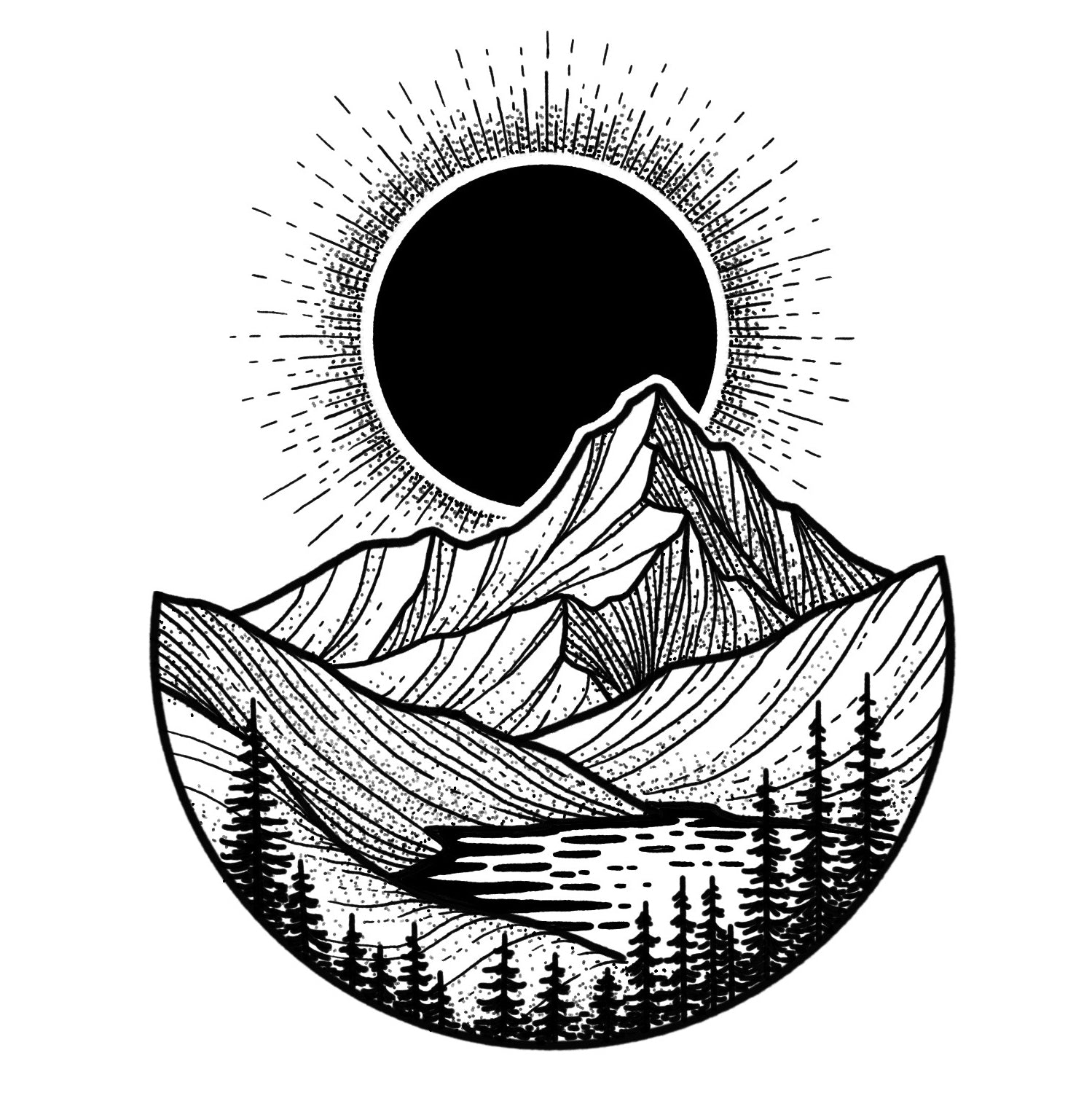 mountain sketch tattoo