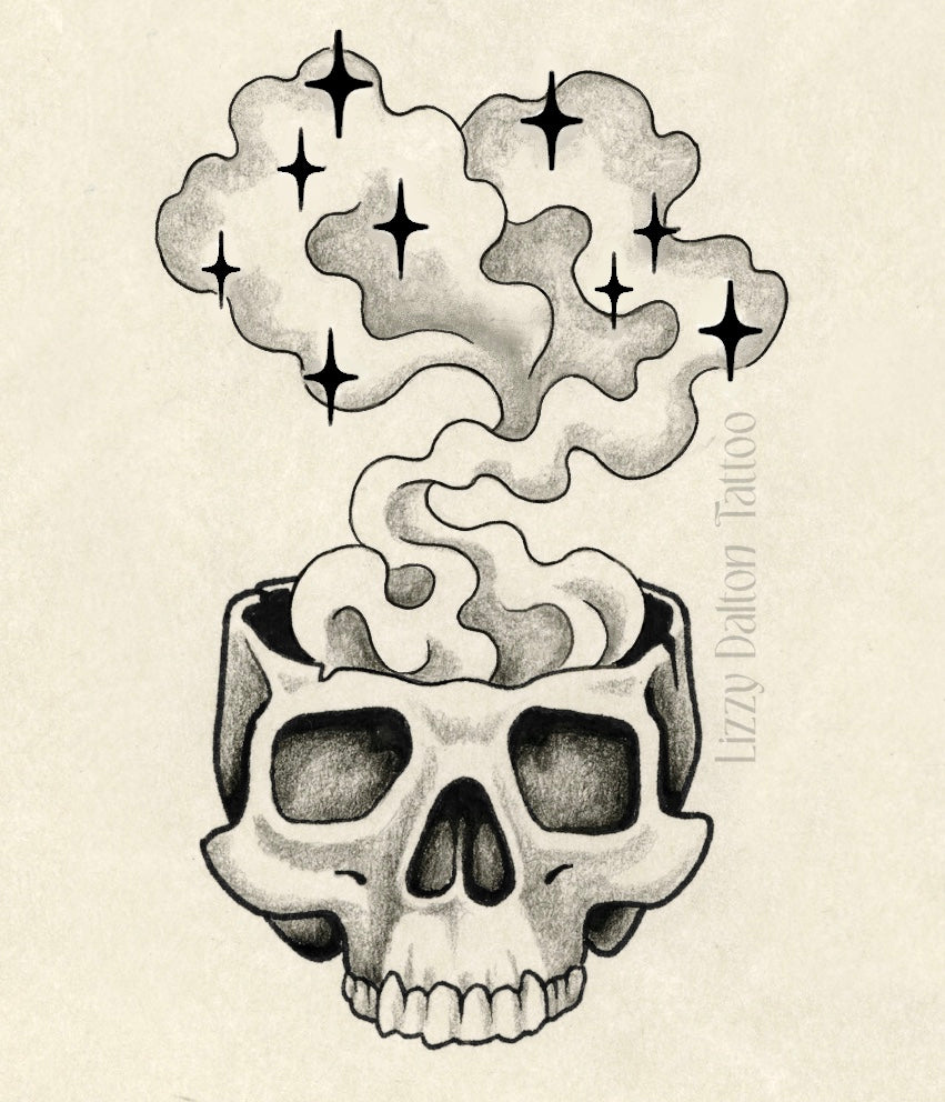 Dreamy Skull - Black and Gray