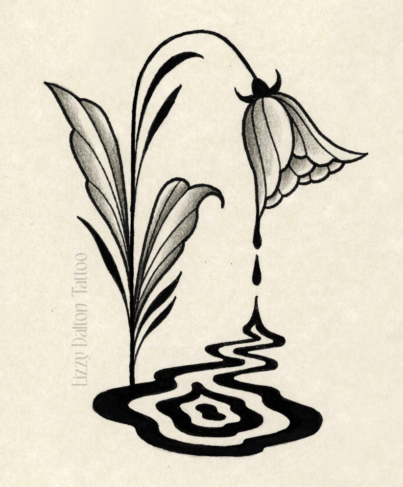Drippy Flower - Black and Gray