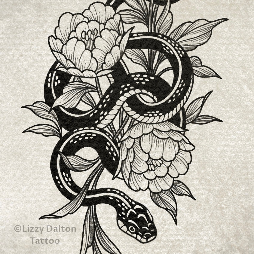Snake and Florals