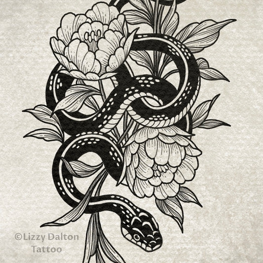 Snake and Florals